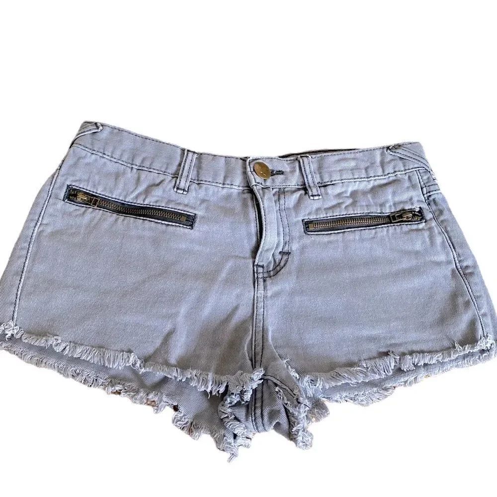 Free People Gray Shortie Cutoff Jean Shorts Size 26